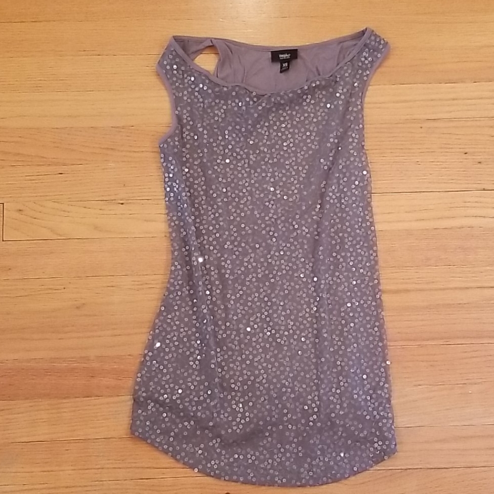 XS Gray Sequined Tank Top